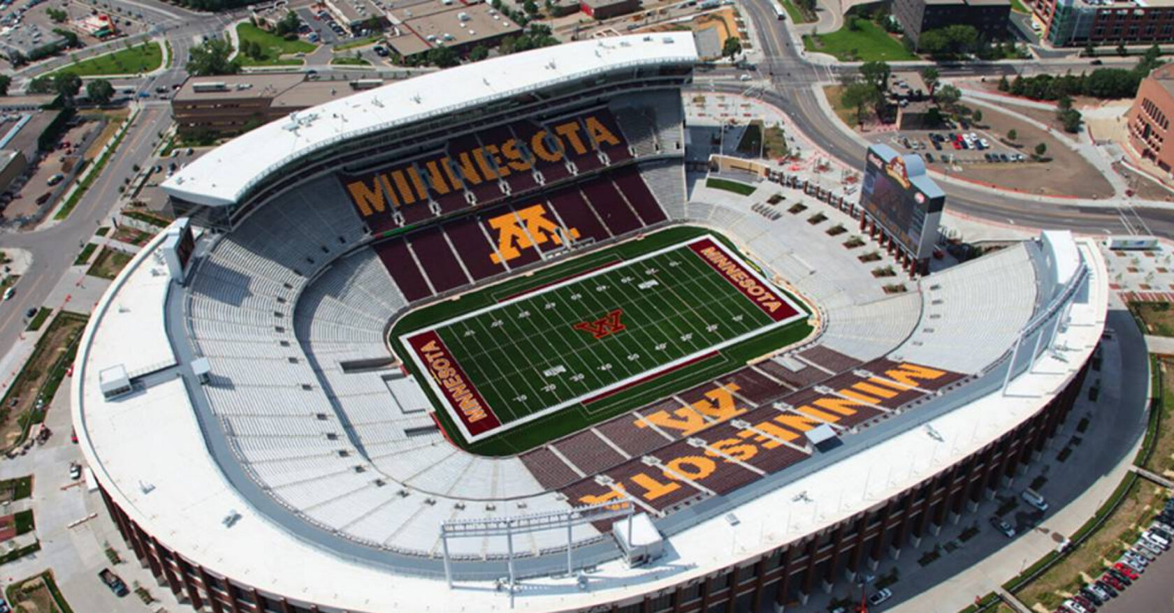 Huntington Bank Stadium aerial view